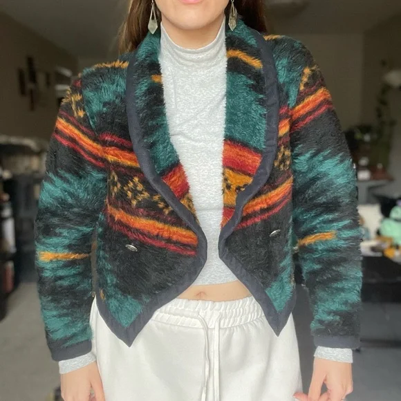 Vintage western fuzzy sweater / blazer - Picture 2 of 6